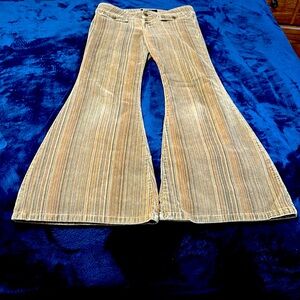 Vintage, wide legged, bell bottom striped corduroy pants, size 9, gently used
